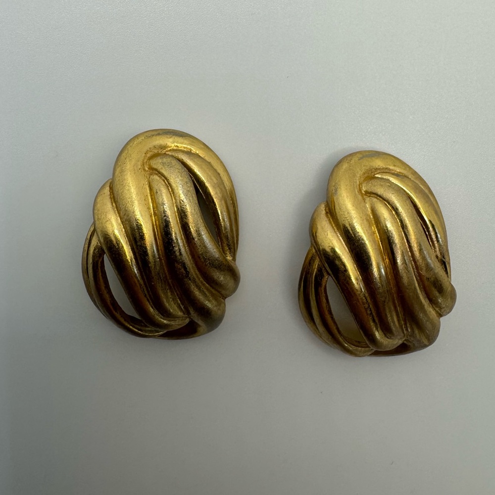 Givenchy Gold Tone Spiral Earrings - Picture 3 of 7
